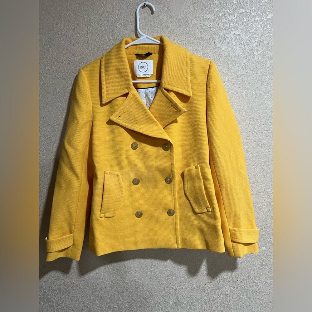 1901 bright yellow rod double breasted coat NEW S